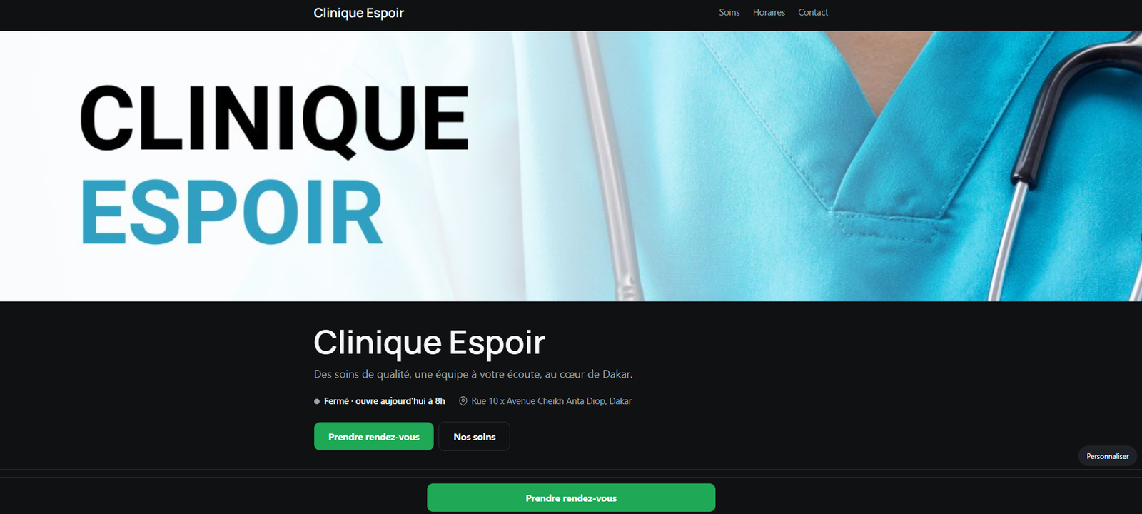 Maquette de site pour Clinique
