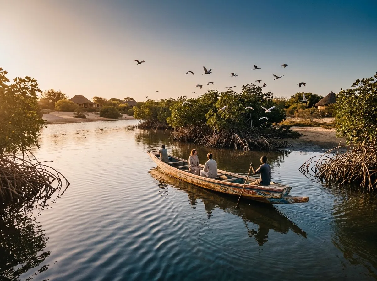 Pirogue sur la lagune de la Somone